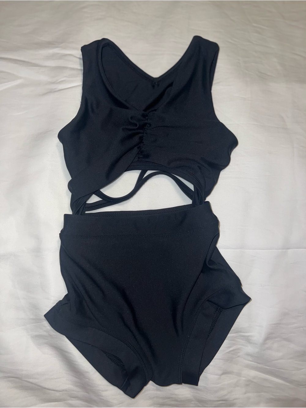 Kids Black Dance Costume Two-Piece Set